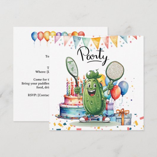 Pickleball Party Verjaardag Kaart (Voorkant / Achterkant)