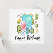 Pickleball Party Verjaardag Kaart (Voorkant / Achterkant in situ)