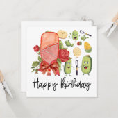 Pickleball Party Verjaardag Kaart (Voorkant / Achterkant in situ)