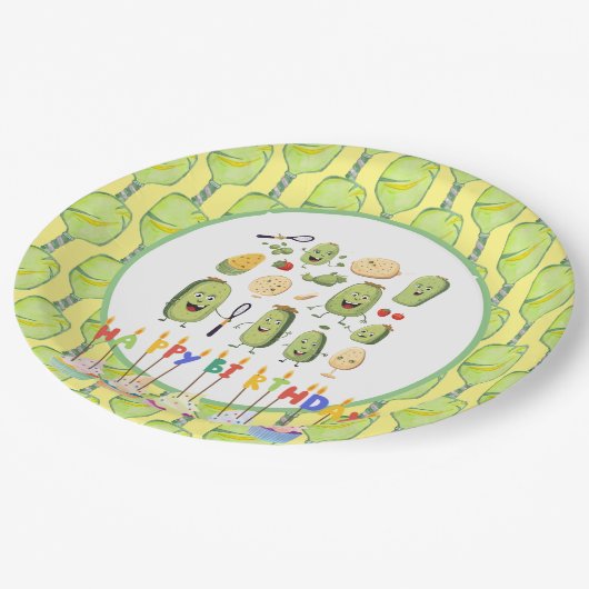 Pickleball Party Verjaardag Papieren Bordje (Gekanteld)