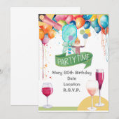 Pickleball Party Verjaardag waterverf Kaart (Voorkant / Achterkant)