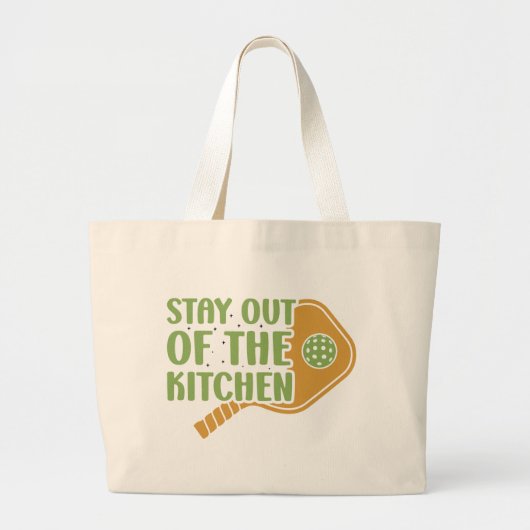 Pickleball Passion: Blijf uit de keuken Grappig Grote Tote Bag (Voorkant)