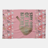 Pickleball Passion: Blijf uit de keuken Grappig Theedoek (Horizontaal)