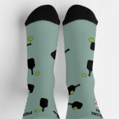 Pickleball Patroon Huisdier Foto Groen Gepersonali Sokken (Top)