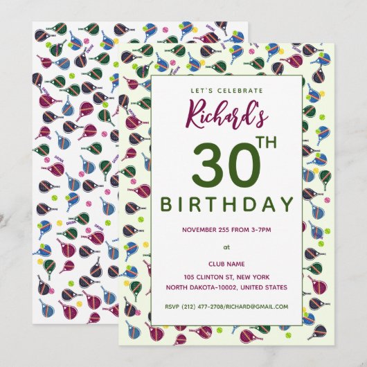 Pickleball Patroon Stijl Kleurrijke Pickleball Geb Kaart (Voorkant / Achterkant)