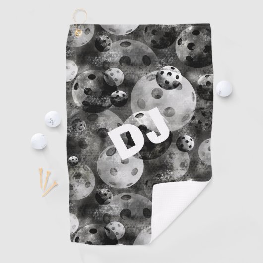 Pickleball Pattern Grey Initialen Golfhanddoek (Insitu)