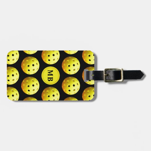 Pickleball Pattern Monogram Bagagelabel (Voorkant horizontaal)