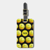 Pickleball Pattern Monogram Bagagelabel (Voorkant verticaal)