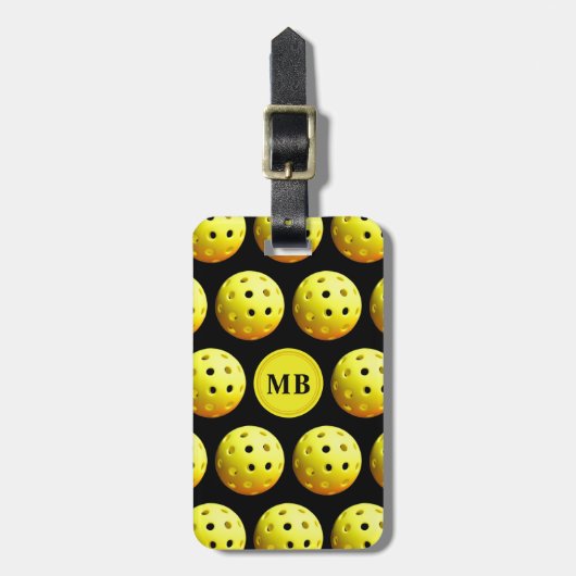 Pickleball Pattern Monogram Bagagelabel (Voorkant verticaal)