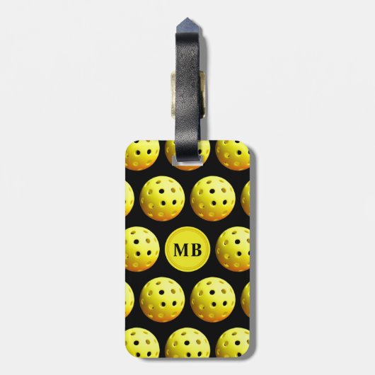 Pickleball Pattern Monogram Bagagelabel (Achterkant verticaal)