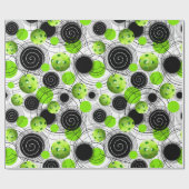 Pickleball Pattern Neon Green Cadeaupapier (Vlak)