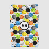 Pickleball Pattern Oranje Initialen Sweat Towel Golfhanddoek (Voorkant)