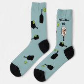 Pickleball Pattern Pet Photo Blauwgroen Gepersonal Sokken (Links)