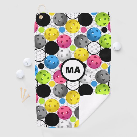 Pickleball Pattern roze Initialen Sweat Towel Golfhanddoek (Insitu)