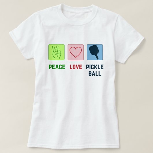 Pickleball Peace and Love T-shirt (Design voorkant)
