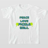 Pickleball Peace and Love with blue text T-shirt (Laagn)