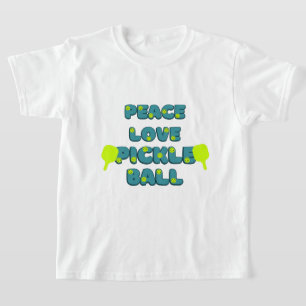 Pickleball Peace and Love with blue text T-shirt