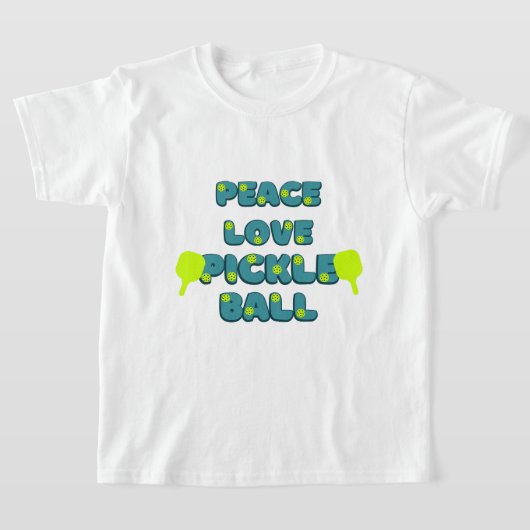 Pickleball Peace and Love with blue text T-shirt (Laagn)