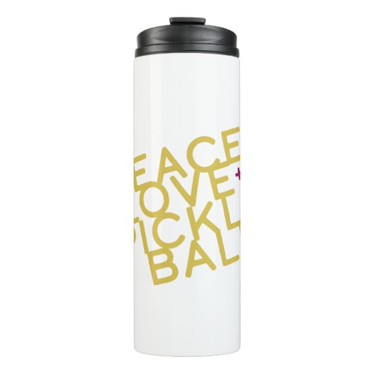 Pickleball Peace and Love Yellow Thermosbeker (Voorkant)