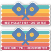 Pickleball-pedalen, Retrostrips, aangepaste tekst Sticker (Voorkant)