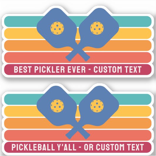 Pickleball-pedalen, Retrostrips, aangepaste tekst Sticker (Voorkant)