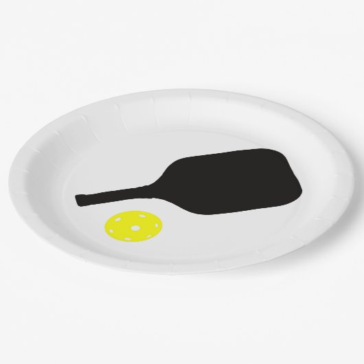 Pickleball peddel & bal papieren bordje (Gekanteld)