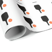 Pickleball peddel & sinaasappel pickleball cadeaupapier (Rol Hoek)