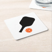 Pickleball peddel & sinaasappel pickleball kartonnen onderzetters (Schuin)