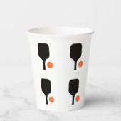 Pickleball peddel & sinaasappel pickleball papieren bekers (Voorkant)