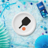 Pickleball peddel & sinaasappel pickleball papieren bordje (Feest)