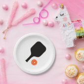 Pickleball peddel & sinaasappel pickleball papieren bordje (Feest)