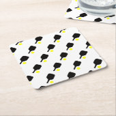 Pickleball peddels & ballen kartonnen onderzetters (Schuin)