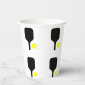 Pickleball peddels & ballen papieren bekers (Voorkant)