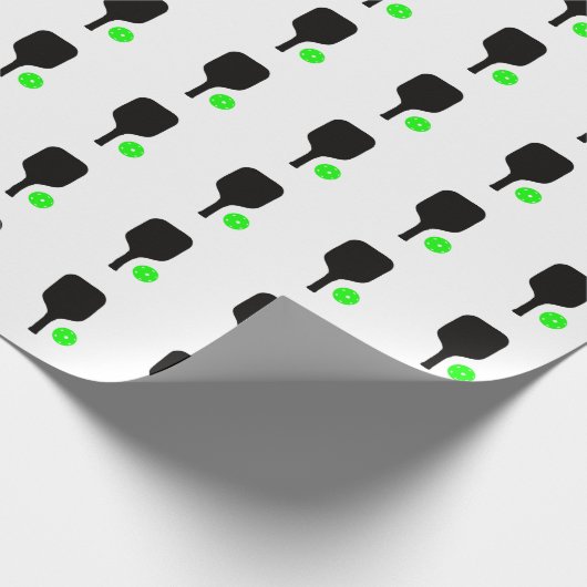 Pickleball peddels & groene ballen cadeaupapier (Hoek)