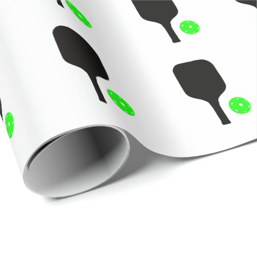 Pickleball peddels & groene ballen cadeaupapier (Rol Hoek)