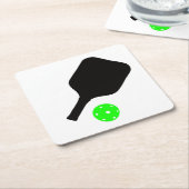 Pickleball peddels & groene ballen kartonnen onderzetters (Schuin)