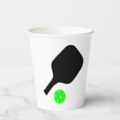 Pickleball peddels & groene ballen papieren bekers (Achterkant)