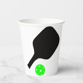 Pickleball peddels & groene ballen papieren bekers