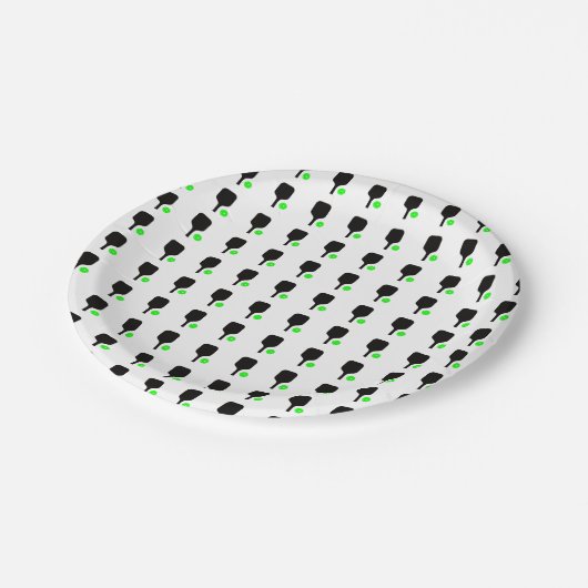 Pickleball peddels & groene ballen papieren bordje (Gekanteld)