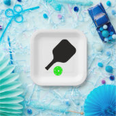 Pickleball peddels & groene ballen papieren bordje (Feest)