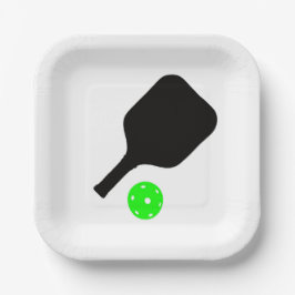 Pickleball peddels & groene ballen papieren bordje