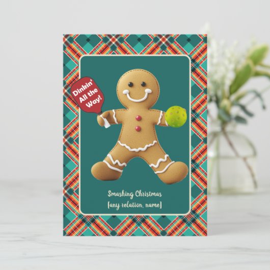 Pickleball Peperkoek Cheer Feestdagenkaart (Staand voorkant)