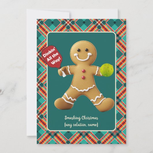 Pickleball Peperkoek Kerstvreugde Feestdagenkaart (Voorkant)