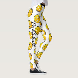 Pickleball Personaliseert Leggings White Yellow