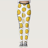 Pickleball Personaliseert Leggings White Yellow (Voorkant)
