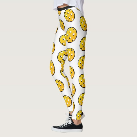 Pickleball Personaliseert Leggings White Yellow (Links)