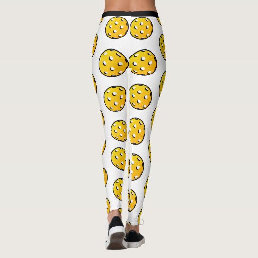 Pickleball Personaliseert Leggings White Yellow (Achterkant)
