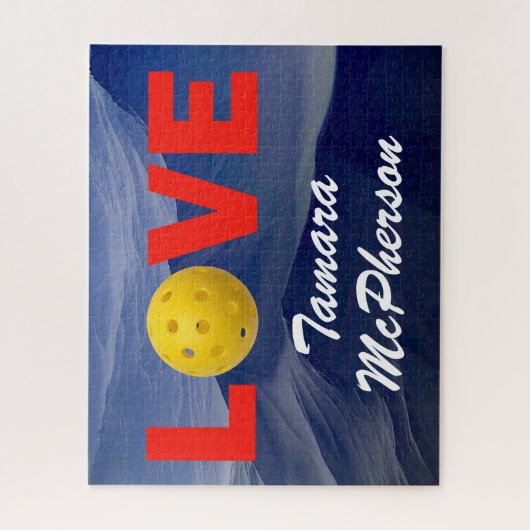 Pickleball personaliseren met naam Blauwe achtergr Legpuzzel (Verticaal)