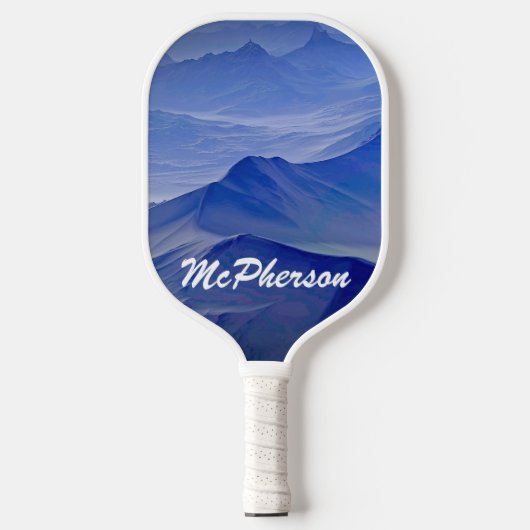 Pickleball personaliseren met naam Blauwe achtergr Paddle (Voorkant)