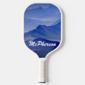Pickleball personaliseren met naam Blauwe achtergr Pickleball Paddle (Achterkant)